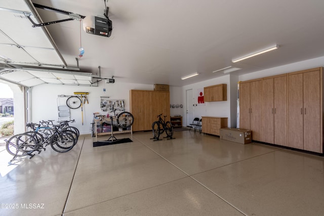 garage with a garage door opener