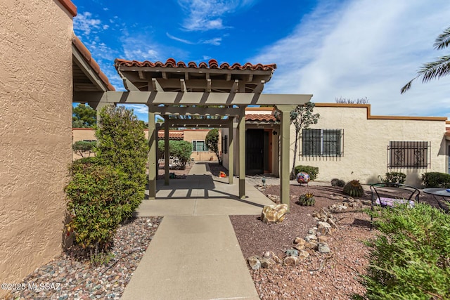 view of patio / terrace featuring a pergola