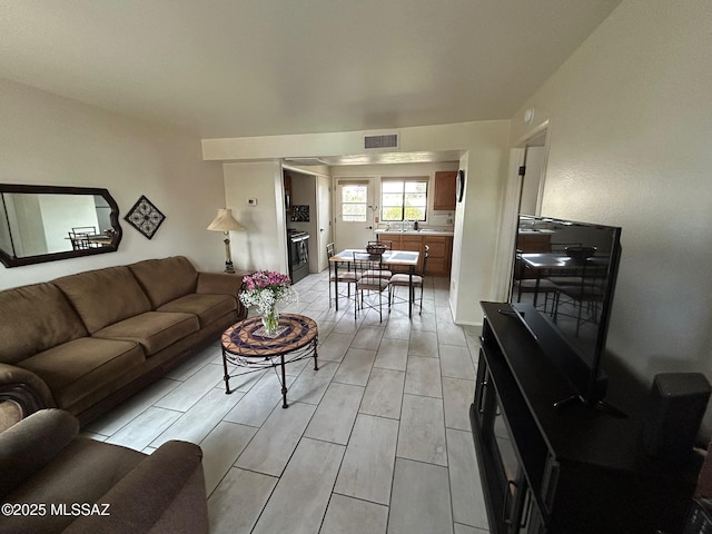 living area with visible vents