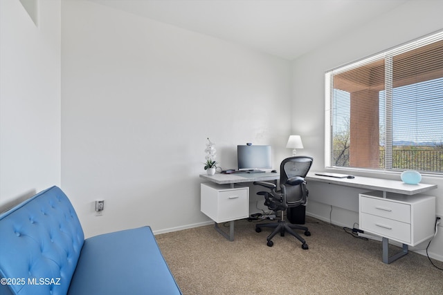 carpeted office with baseboards