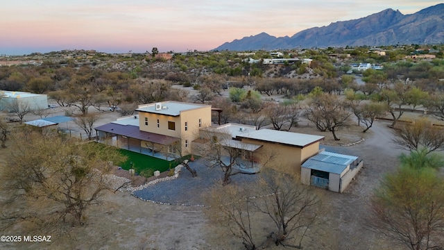 drone / aerial view with a mountain view