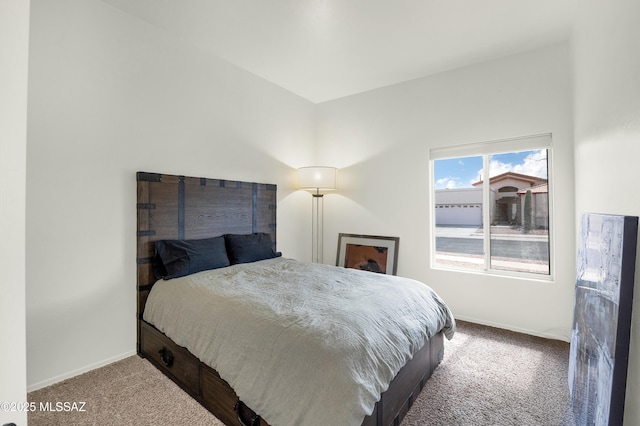 bedroom with baseboards and carpet floors