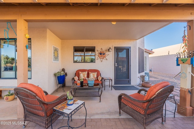 view of patio with an outdoor hangout area