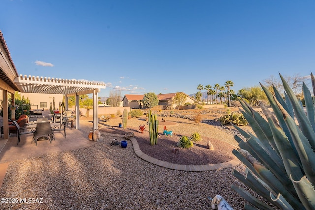 view of yard with a patio area and a pergola