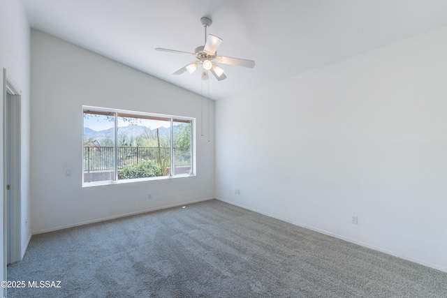 12220 N New Dawn Ave, Oro Valley, AZ 85755 - carpeted spare room with ceiling fan, vaulted ceiling, and baseboards
