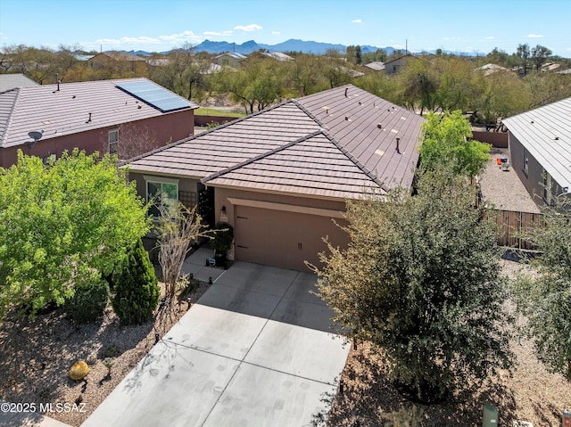 bird's eye view featuring a mountain view