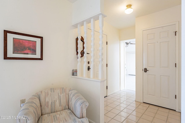 interior space featuring light tile patterned floors