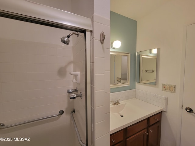 full bath with vanity and walk in shower