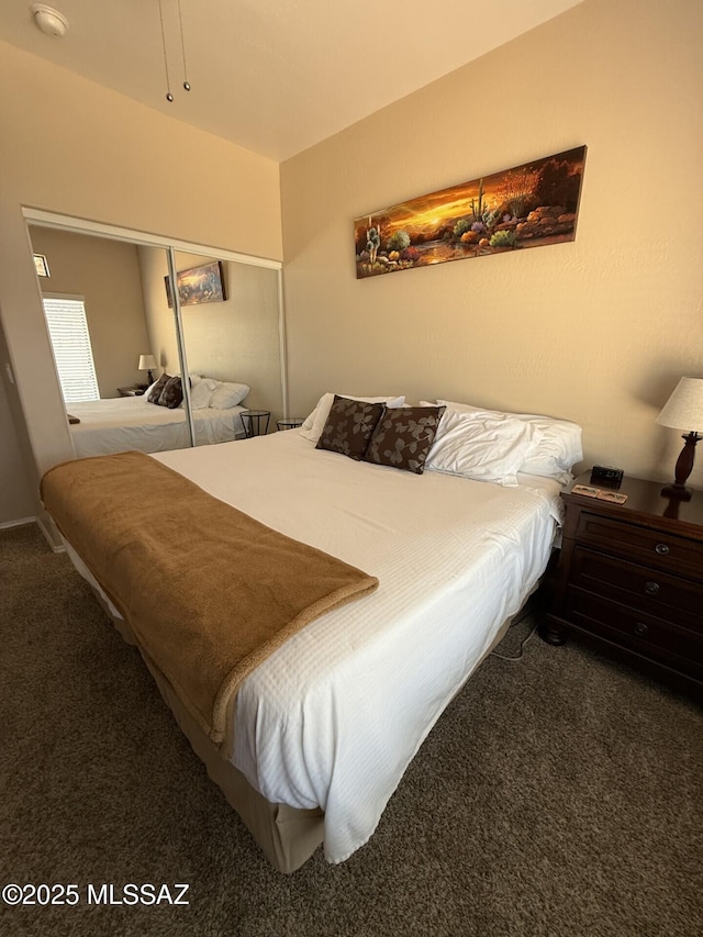 carpeted bedroom featuring a closet