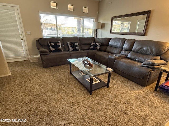 view of carpeted living area