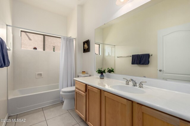 13827 E Fiery Dawn Dr, Vail, AZ 85641 - full bathroom with toilet, tile patterned flooring, shower / bath combo, and vanity