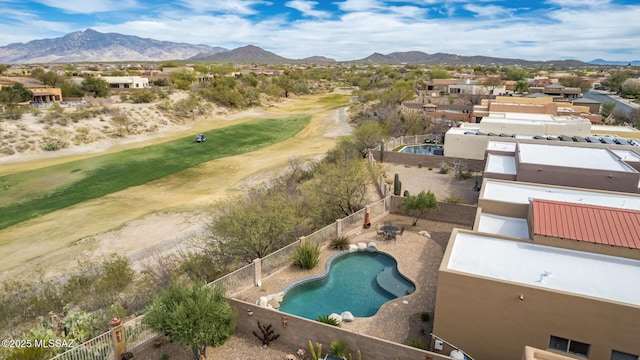 13827 E Fiery Dawn Dr, Vail, AZ 85641 - drone / aerial view featuring a residential view, a mountain view, and view of golf course