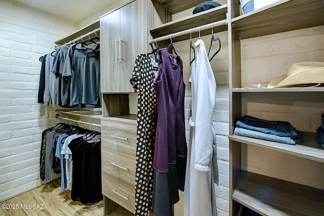 walk in closet featuring light wood-style floors