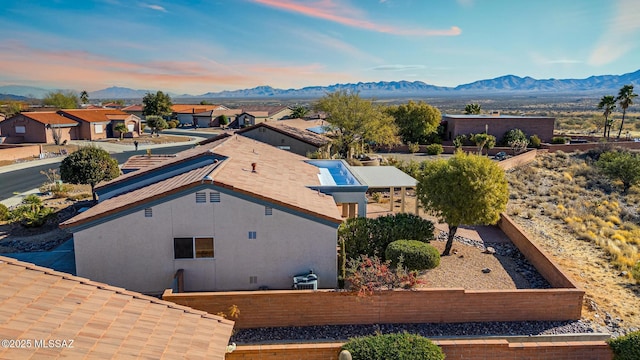 drone / aerial view with a mountain view