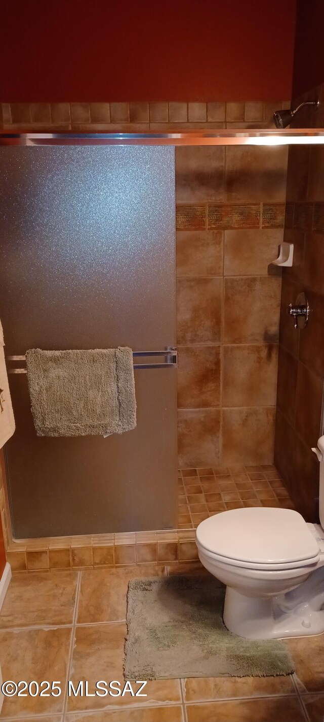 16311 S Creosote View Ln, Vail, AZ 85641 - full bathroom featuring toilet, a shower stall, and tile patterned flooring