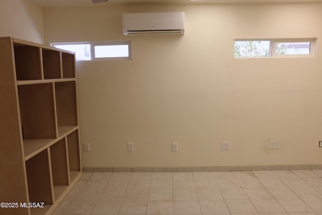 below grade area featuring an AC wall unit