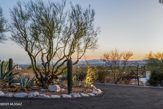 exterior space featuring a mountain view
