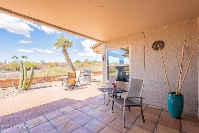 view of patio / terrace featuring outdoor dining area and a grill