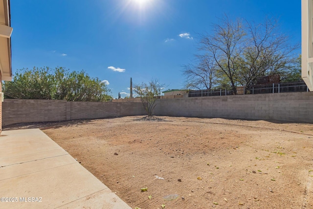 view of yard featuring a fenced backyard and a patio area