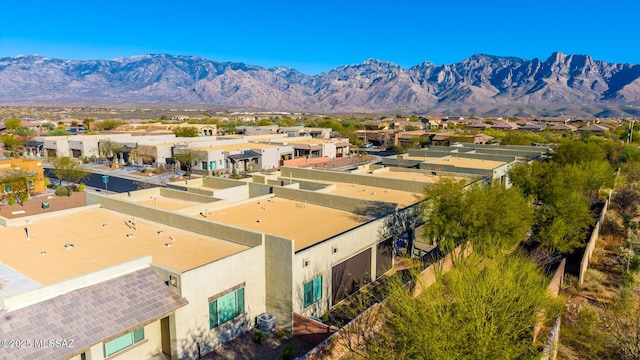 aerial view with a residential view and a mountain view
