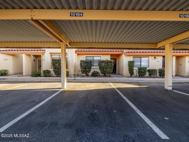 view of covered parking lot