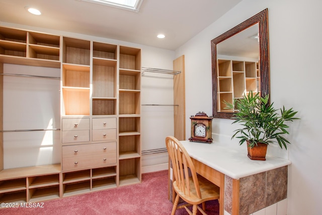 walk in closet with carpet floors