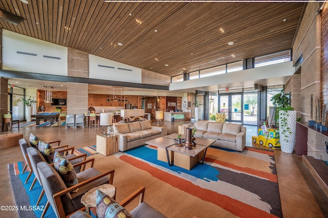 7006 W Cape Final Trl, Marana, AZ 85658 - building lobby with a towering ceiling and wooden ceiling