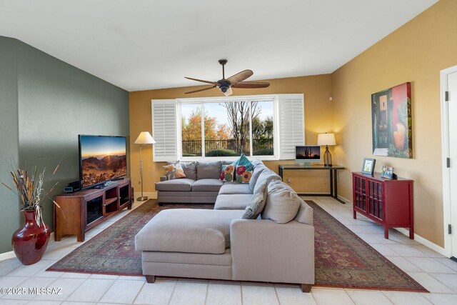 499 W Windowmaker Rd, Tucson, AZ 85737 - tiled living area featuring baseboards and a ceiling fan