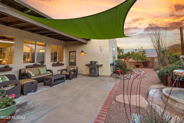 499 W Windowmaker Rd, Tucson, AZ 85737 - view of patio / terrace with outdoor lounge area, fence, and area for grilling