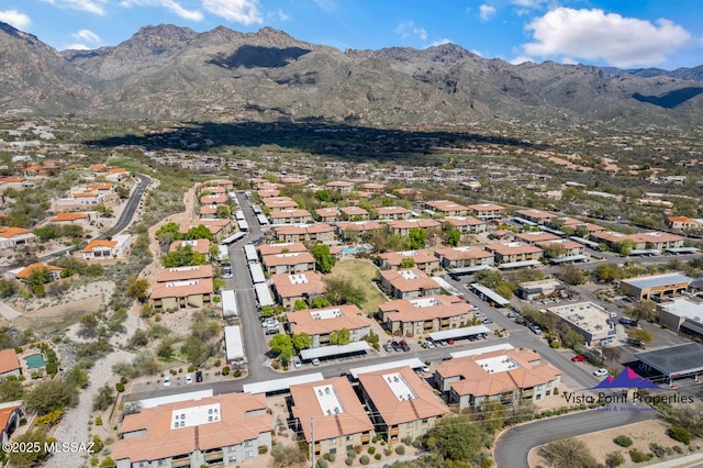 bird's eye view with a mountain view and a residential view