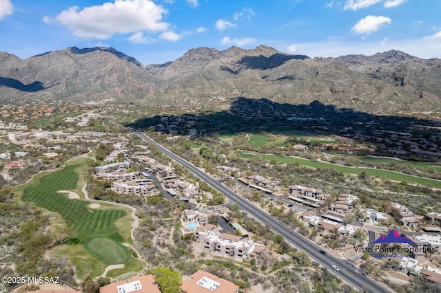 drone / aerial view with a mountain view