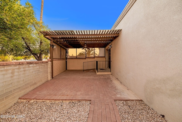 view of patio with a pergola