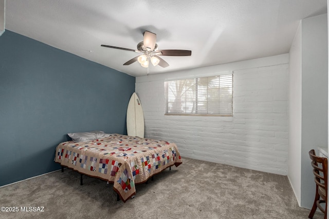 carpeted bedroom with a ceiling fan