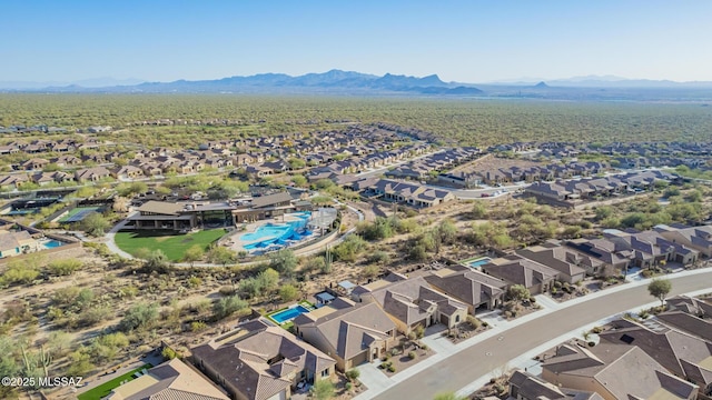 aerial view with a residential view and a mountain view