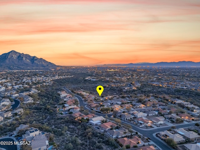 449 W Sunview Dr, Oro Valley, AZ 85755 - aerial view of property and surrounding area featuring nearby suburban area and a mountainous background