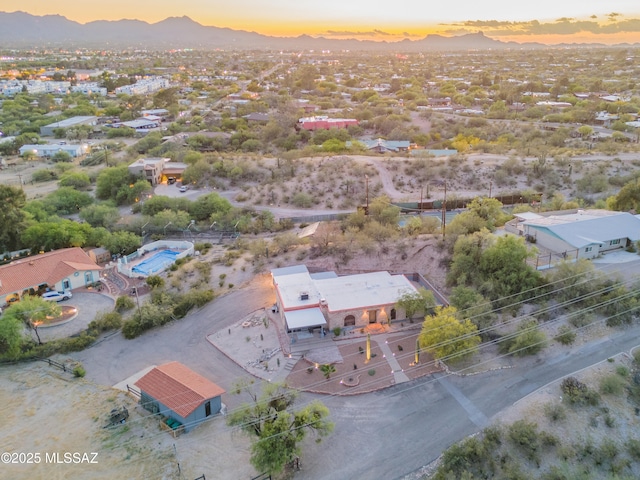 drone / aerial view with a mountain view