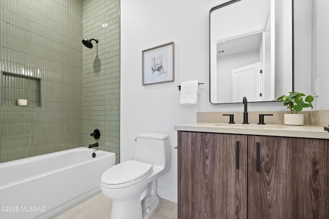 full bath featuring toilet,  shower combination, and vanity