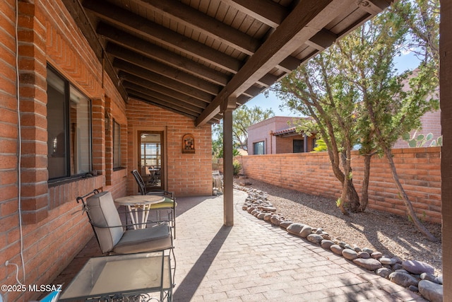 view of patio featuring a fenced backyard