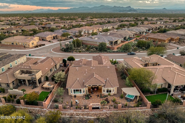 bird's eye view with a mountain view and a residential view