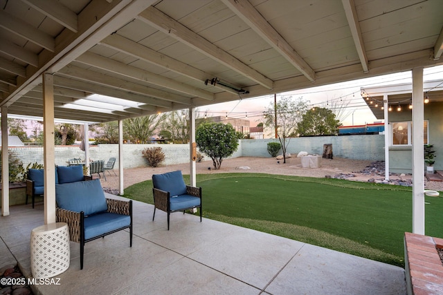 view of patio with a fenced backyard