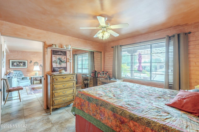 bedroom with a closet and ceiling fan