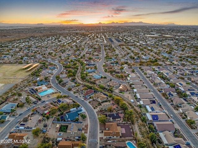 aerial view with a mountain view