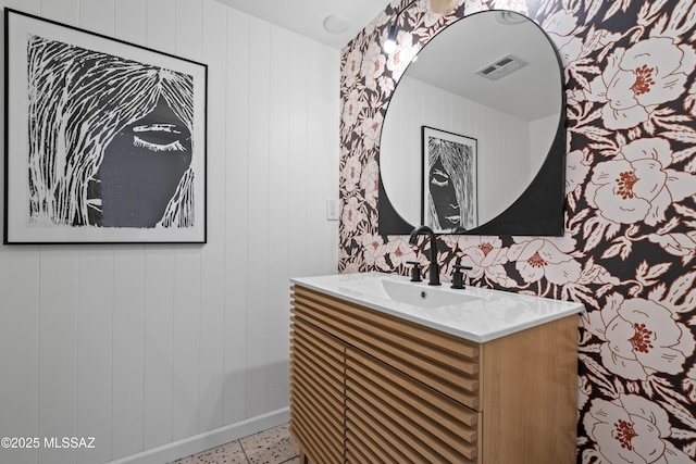 bathroom with vanity and visible vents