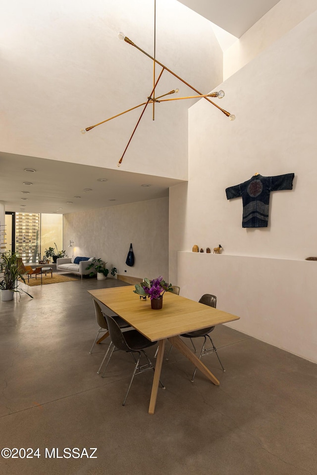 dining room with finished concrete floors