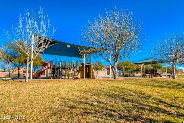 view of yard featuring playground community