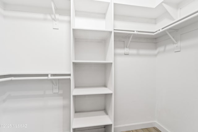 walk in closet featuring wood finished floors