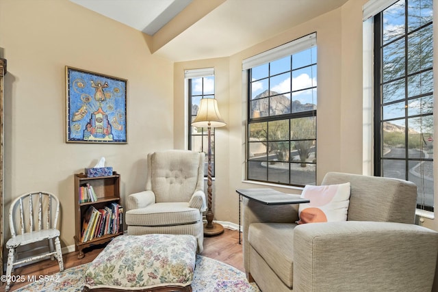 sitting room featuring baseboards and wood finished floors