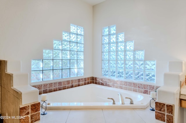 bathroom featuring a garden tub