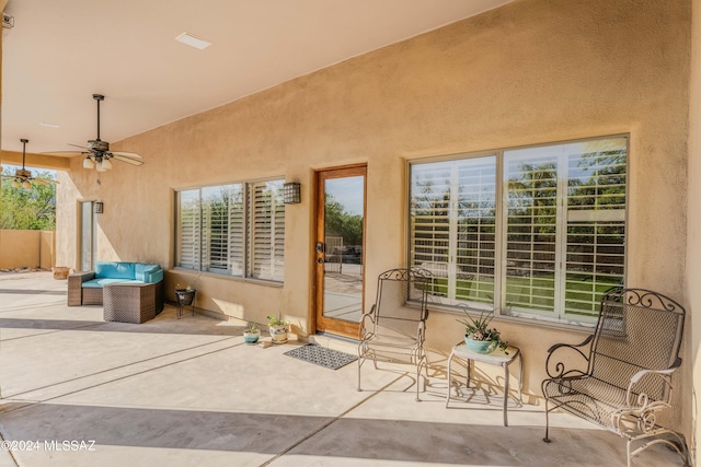 view of patio with a ceiling fan