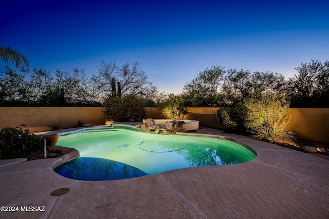 view of pool with a fenced in pool, a patio, and a fenced backyard